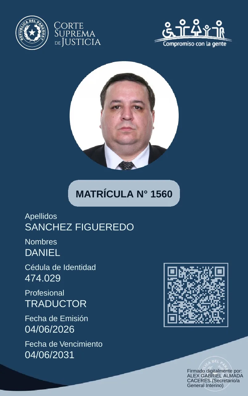 MATRICULA DE TRADUCTOR